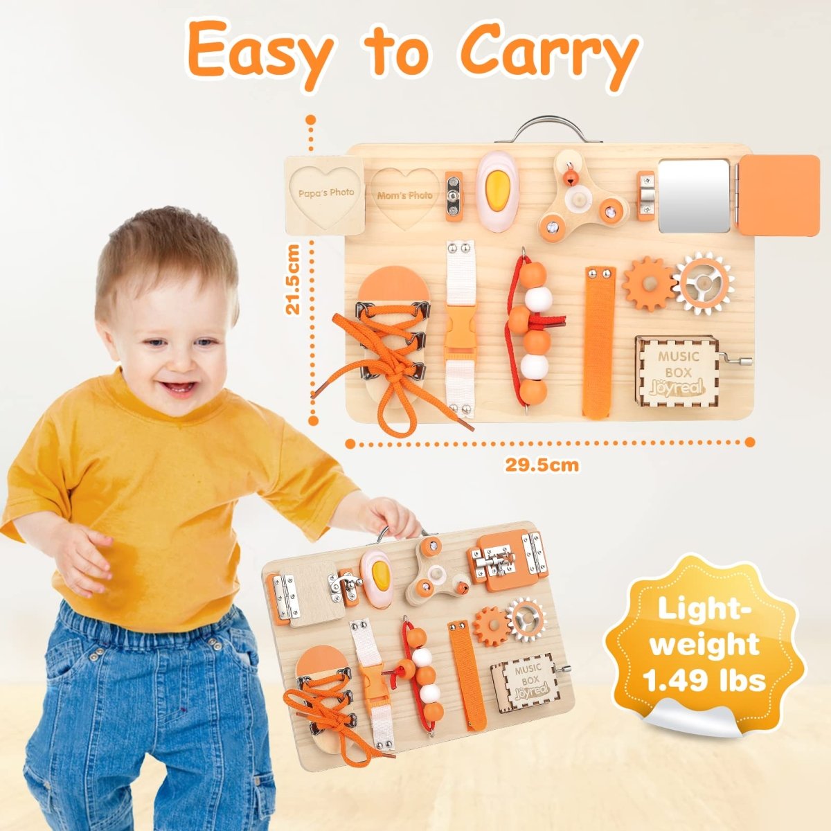 Montessori Busy Board - Interactive Activity Panel for Toddlers 1 - 3 - Babies Mall