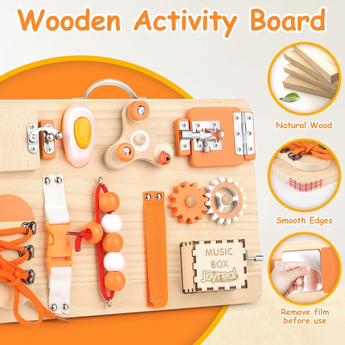 Montessori Busy Board - Interactive Activity Panel for Toddlers 1 - 3 - Babies Mall