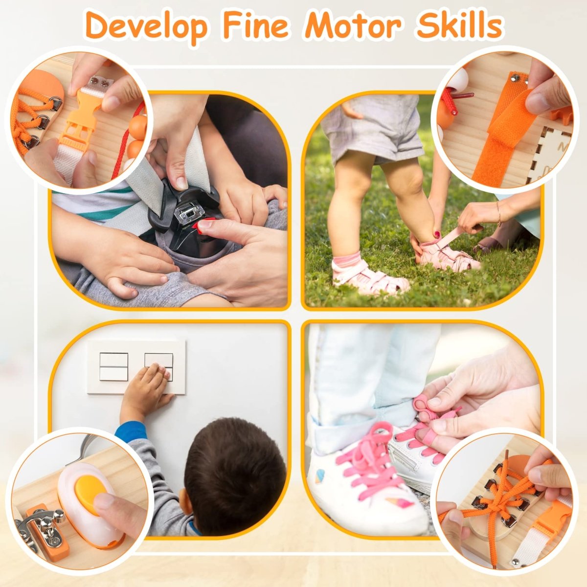 Montessori Busy Board - Interactive Activity Panel for Toddlers 1 - 3 - Babies Mall