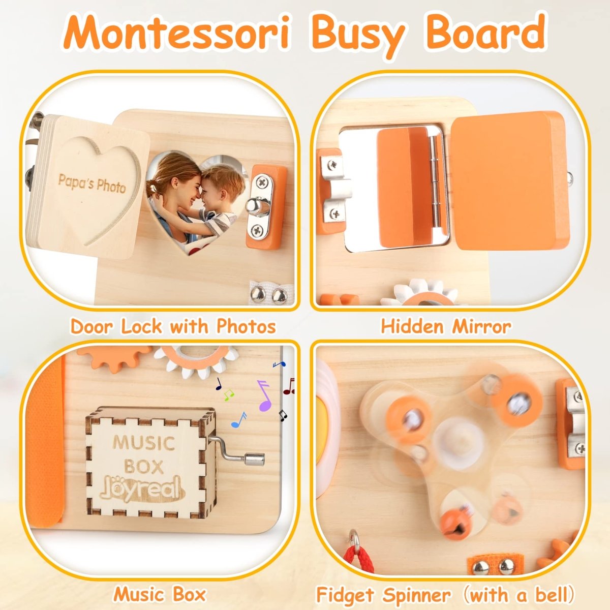 Montessori Busy Board - Interactive Activity Panel for Toddlers 1 - 3 - Babies Mall