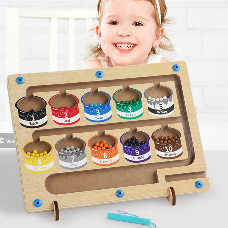 Montessori Magnetic Maze Toy with Beads, Colour Sorting Board Toddlers - Babies Mall