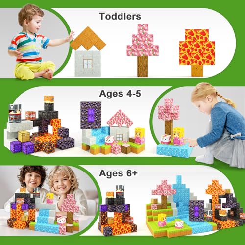 Montessori Magnetic Tiles Set with Volcano and Blossom Double Worlds - Babies Mall