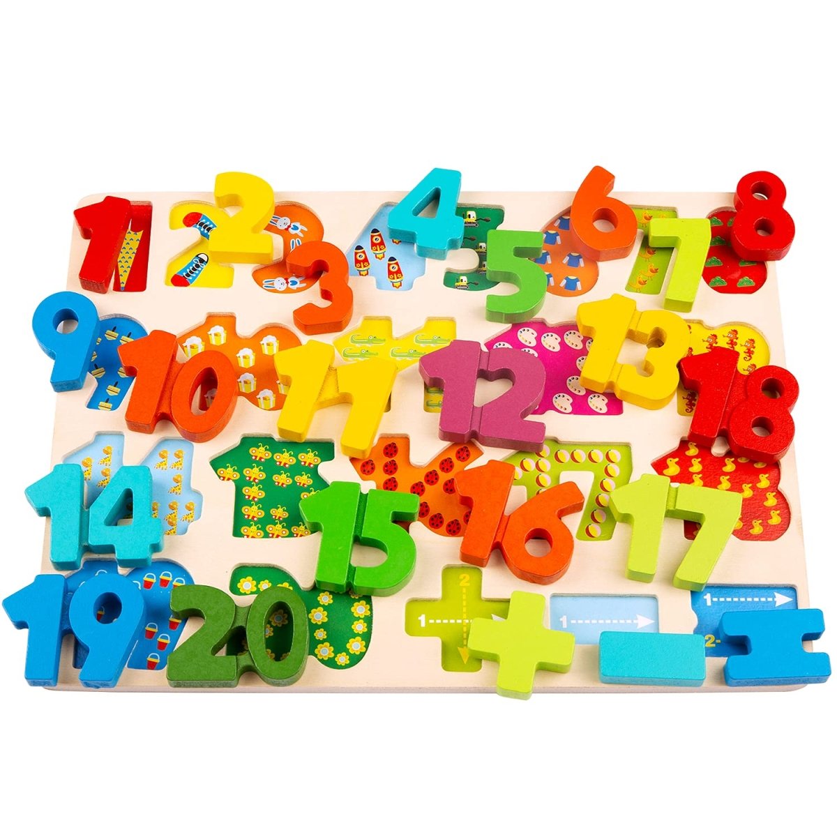 Montessori Wooden Puzzle Set with Letters, Shapes and Numbers Boards - Babies Mall