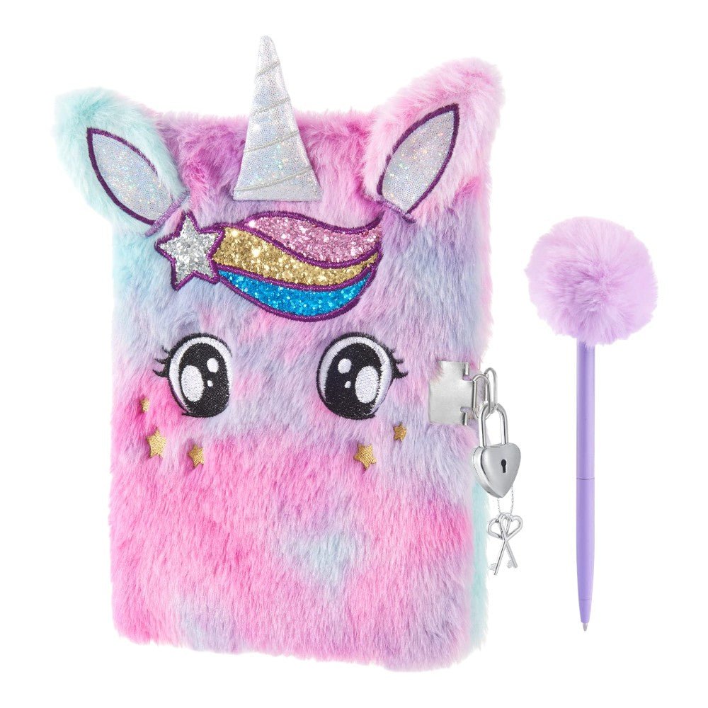 Plush Locking Diary with Gel Pen, Keychain & Bracelets – Soft Cover - Babies Mall