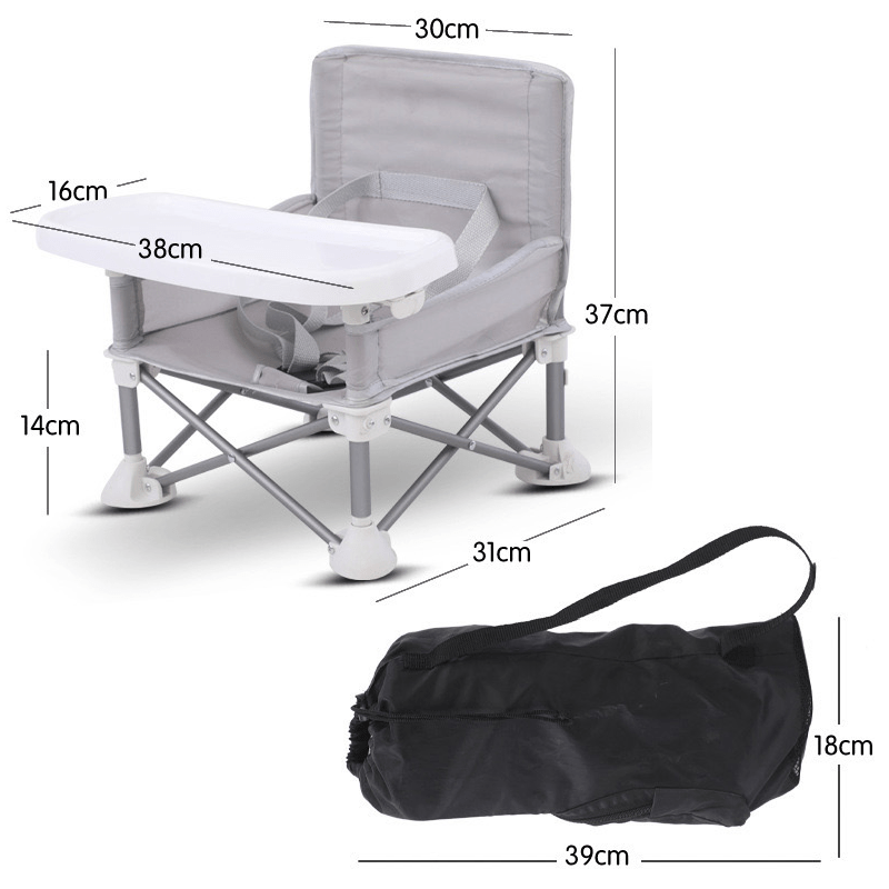 Portable Booster High Chair – Foldable Aluminum Seat with Tray & Travel Bag - Babies Mall