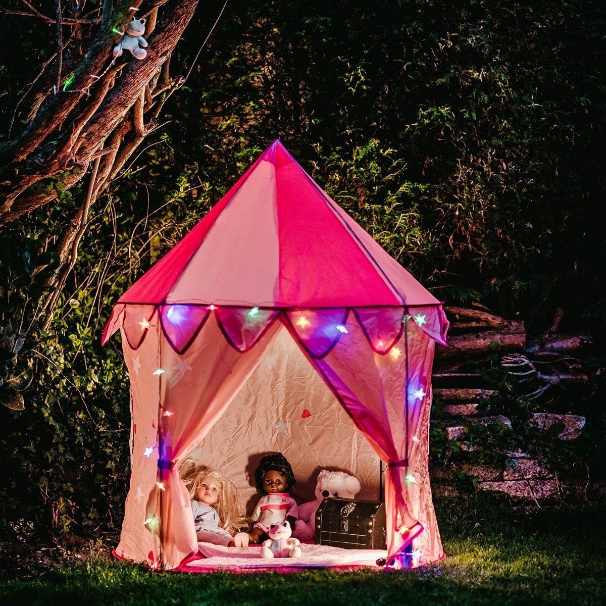 Princess Castle Play Tent with Colorful Star Lights Outdoor and Indoor - Babies Mall