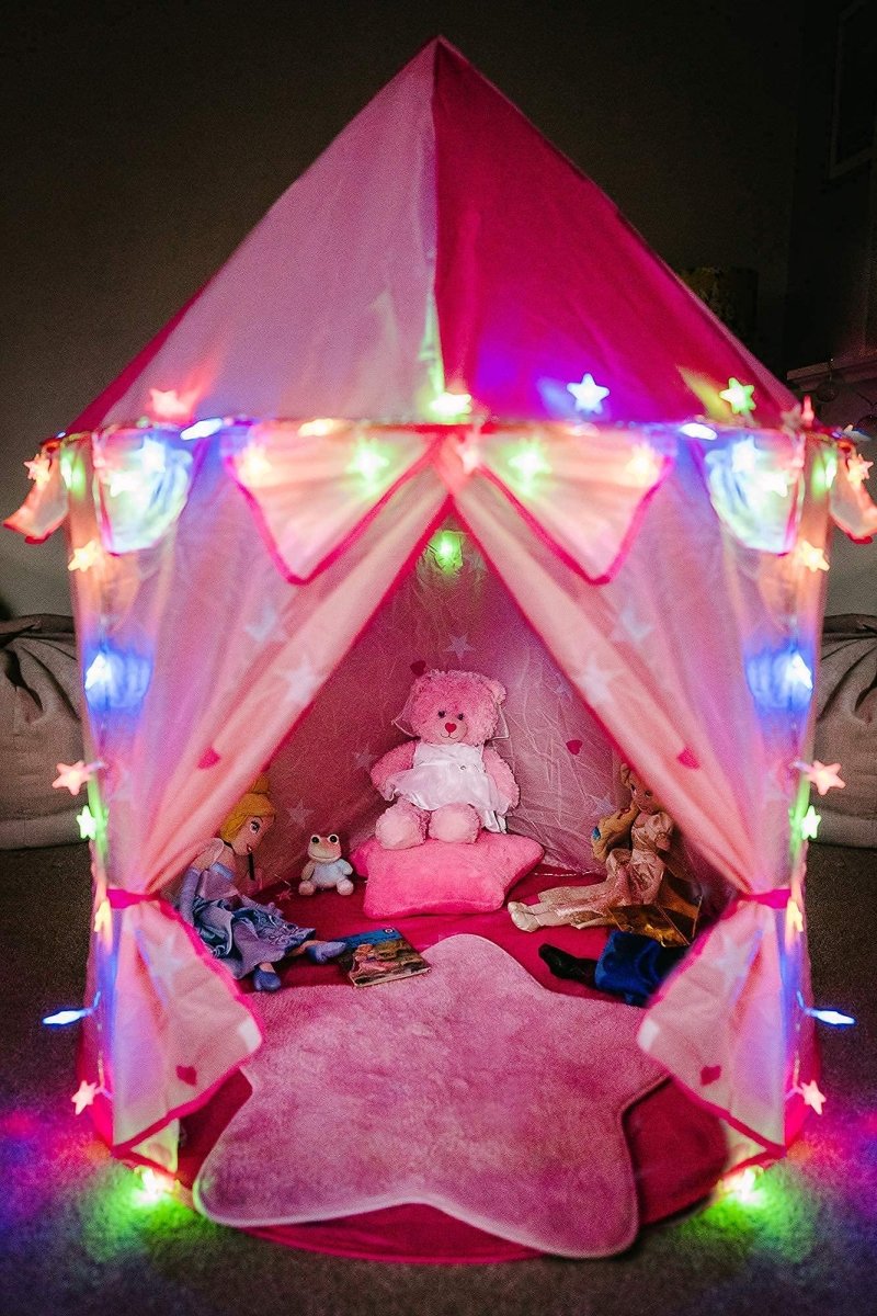 Princess Castle Play Tent with Colorful Star Lights Outdoor and Indoor - Babies Mall