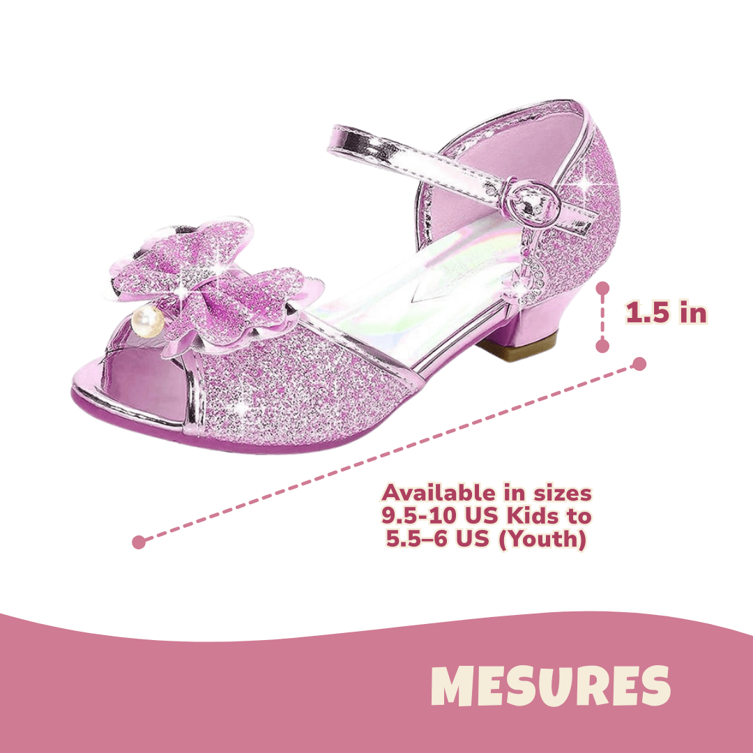 Princess Heeled Sandals for Girls - Glitter & Buckle Design - Babies Mall
