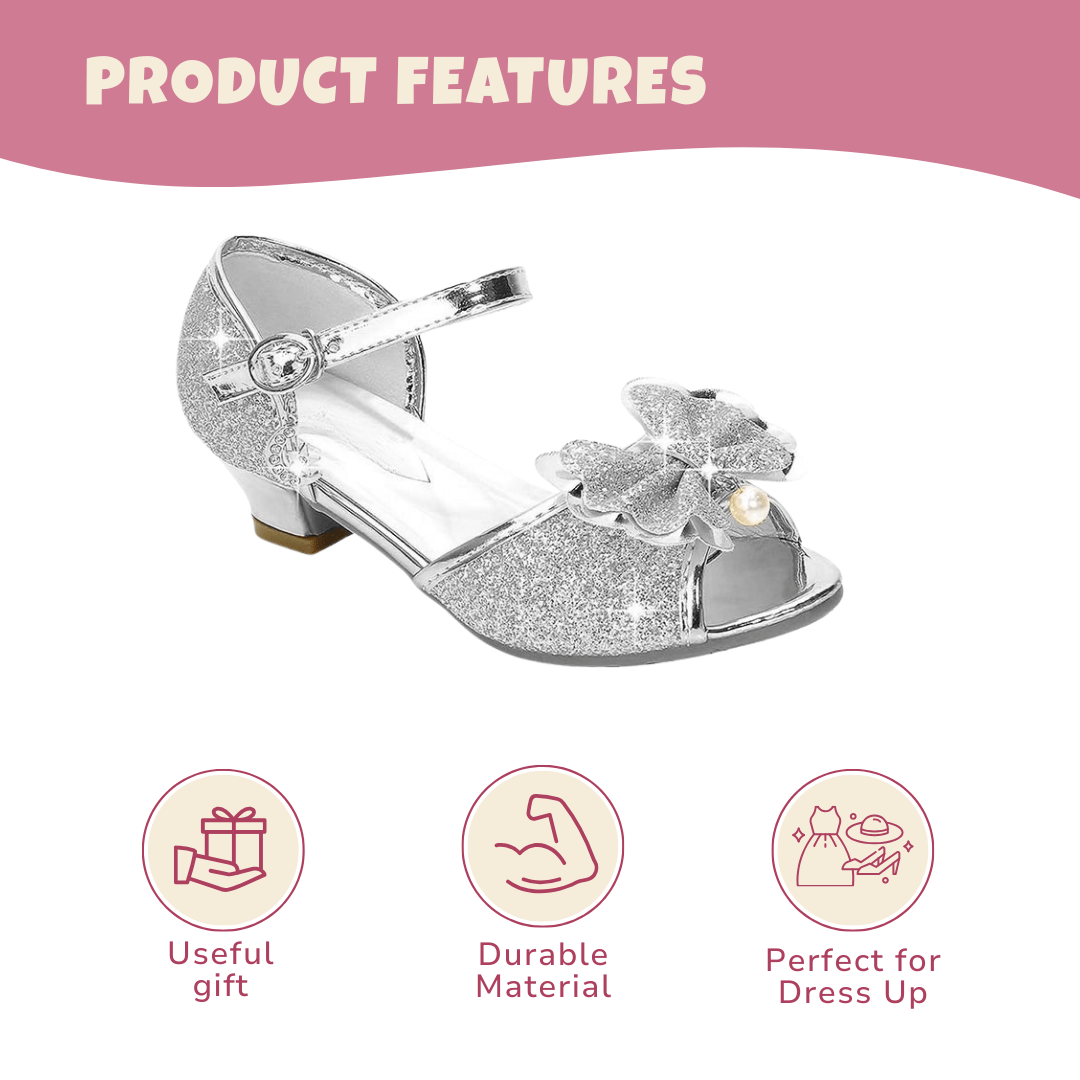 Princess Heeled Sandals for Girls - Glitter & Buckle Design - Babies Mall
