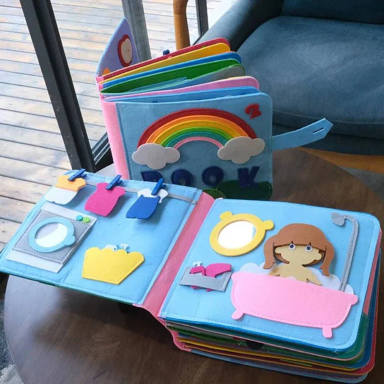 Quiet Book for Toddlers – 3D Felt Sensory Pages with Velcro Activities - Babies Mall