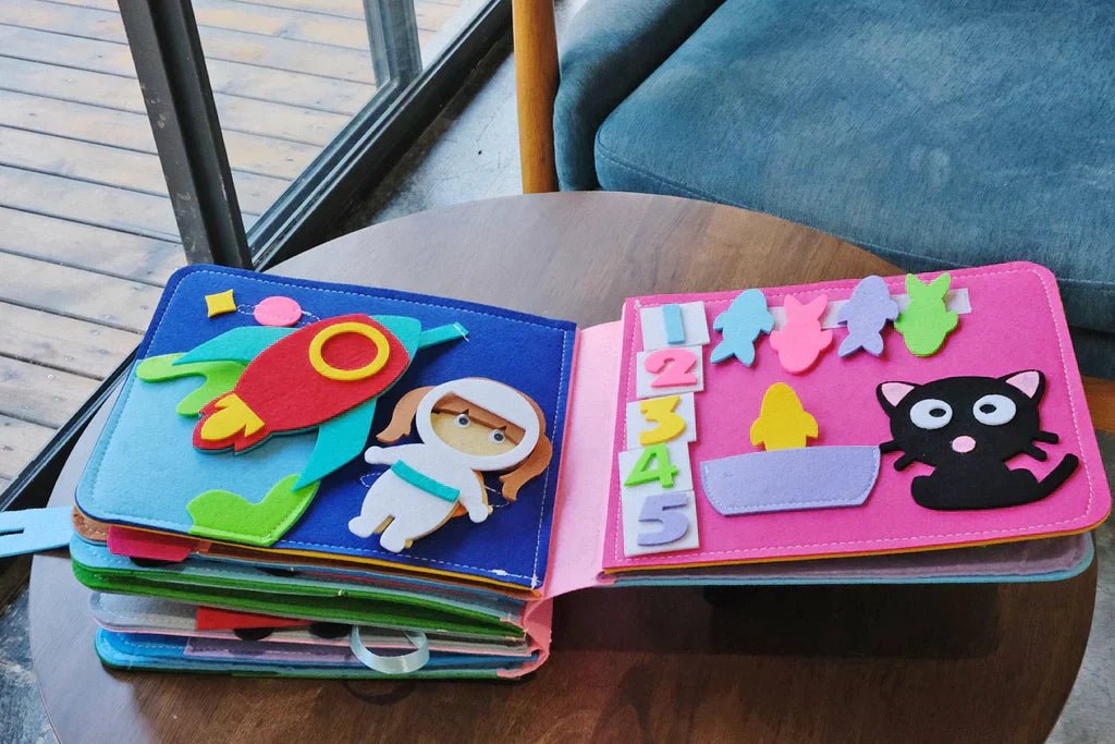 Quiet Book for Toddlers – 3D Felt Sensory Pages with Velcro Activities - Babies Mall