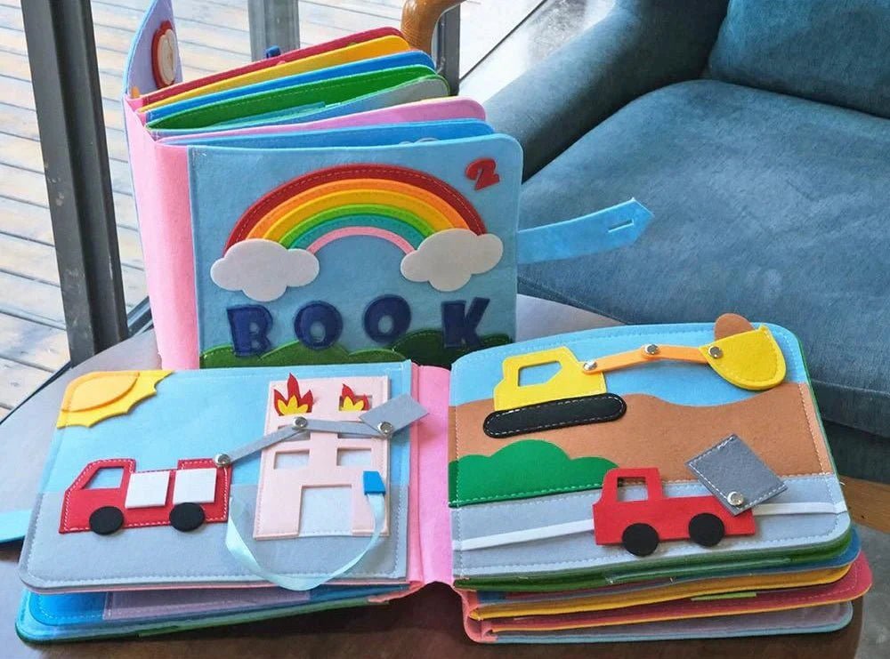 Quiet Book for Toddlers – 3D Felt Sensory Pages with Velcro Activities - Babies Mall