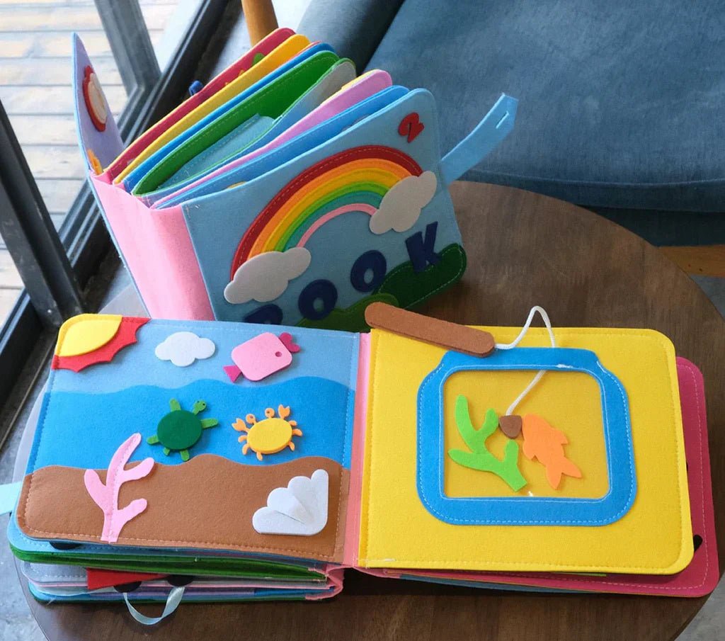 Quiet Book for Toddlers – 3D Felt Sensory Pages with Velcro Activities - Babies Mall