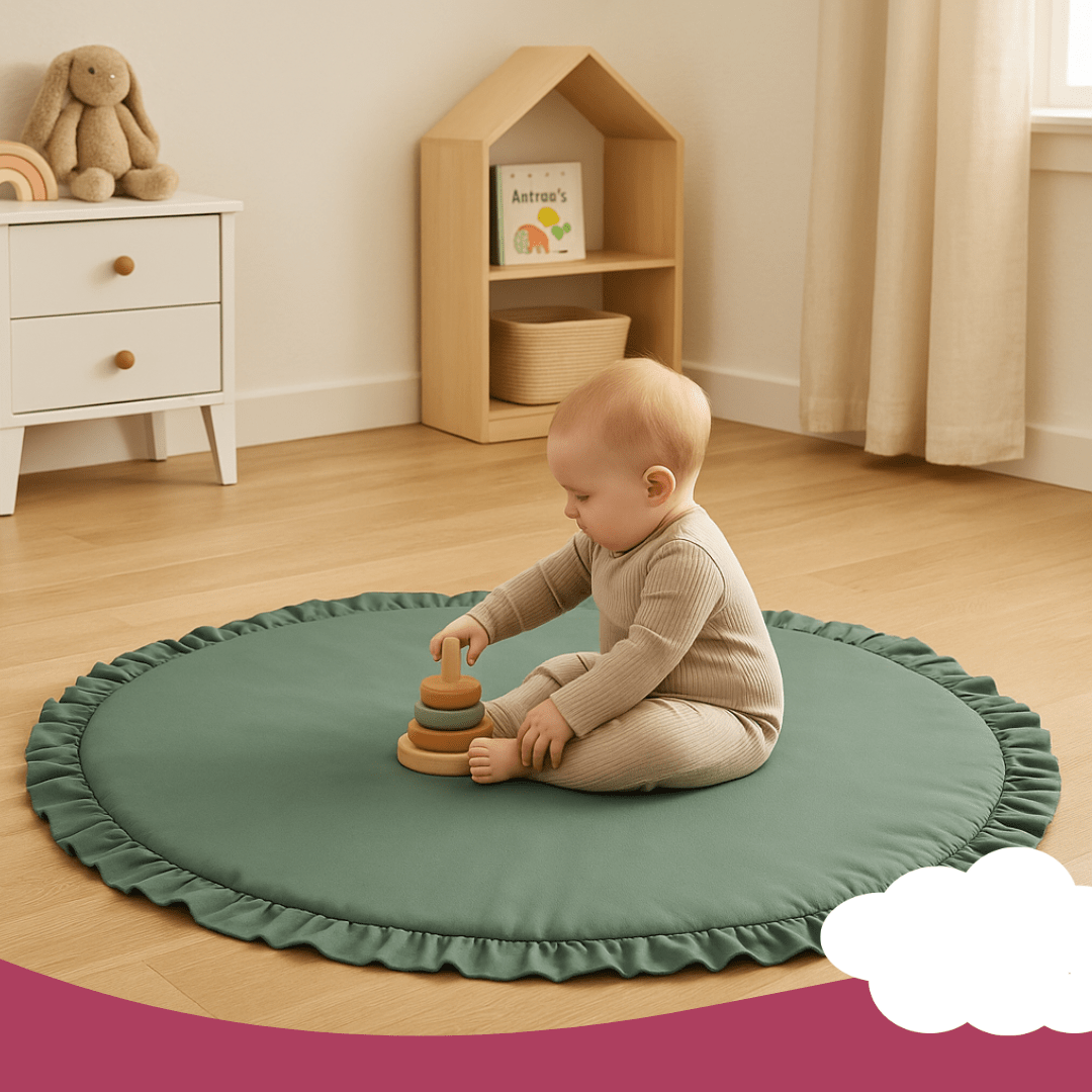 Round Cotton Play Tent Mat, Soft Nordic - Style Cushion for Kids’ Rooms - Babies Mall