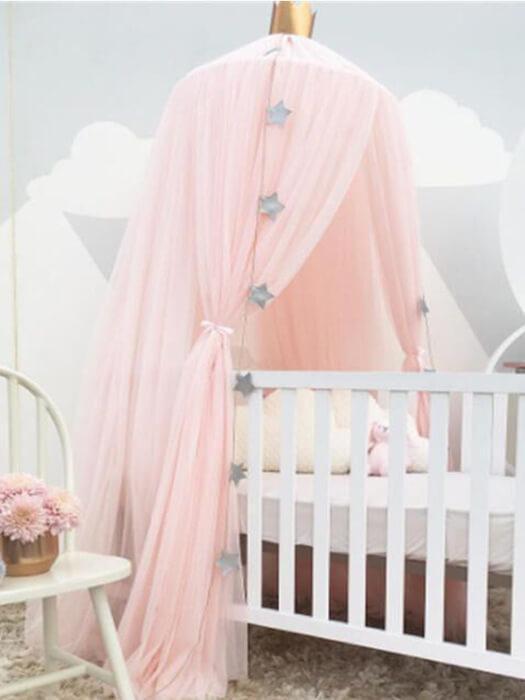 Round Crib Canopy with Dome Top, Mesh Curtain for Baby Nursery Decor - Babies Mall
