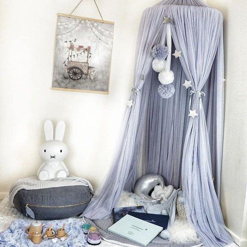 Round Crib Canopy with Dome Top, Mesh Curtain for Baby Nursery Decor - Babies Mall