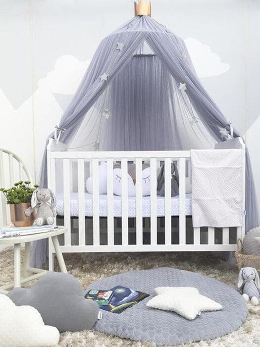 Round Crib Canopy with Dome Top, Mesh Curtain for Baby Nursery Decor - Babies Mall