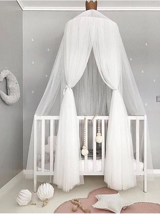 Round Crib Canopy with Dome Top, Mesh Curtain for Baby Nursery Decor - Babies Mall