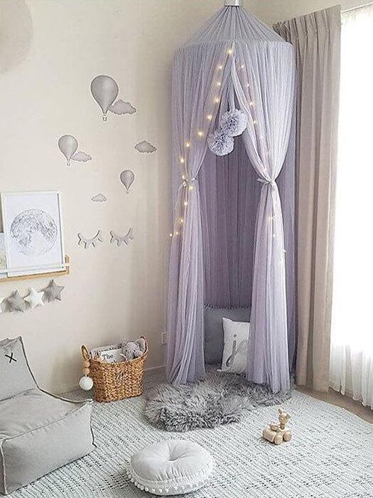 Round Crib Canopy with Dome Top, Mesh Curtain for Baby Nursery Decor - Babies Mall