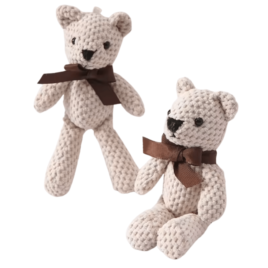 Set of 2 Handmade 100% Cotton Plush Teddy Bears – Soft Hanging Dolls - Babies Mall