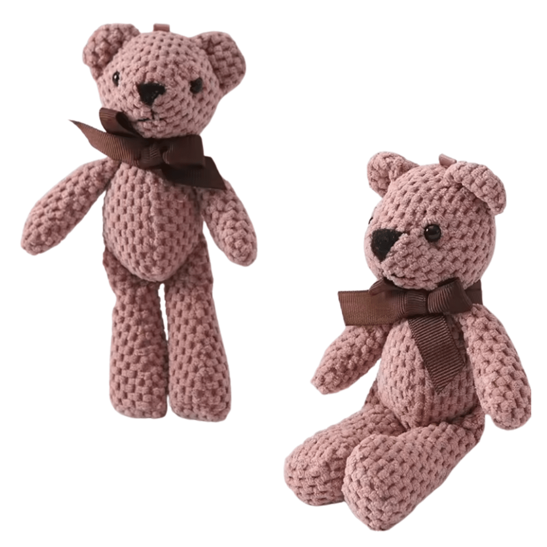 Set of 2 Handmade 100% Cotton Plush Teddy Bears – Soft Hanging Dolls - Babies Mall
