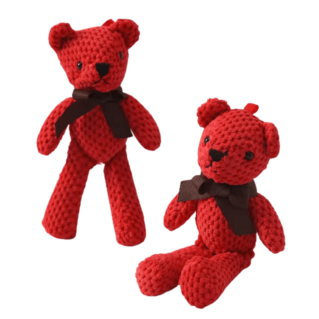 Set of 2 Handmade 100% Cotton Plush Teddy Bears – Soft Hanging Dolls - Babies Mall