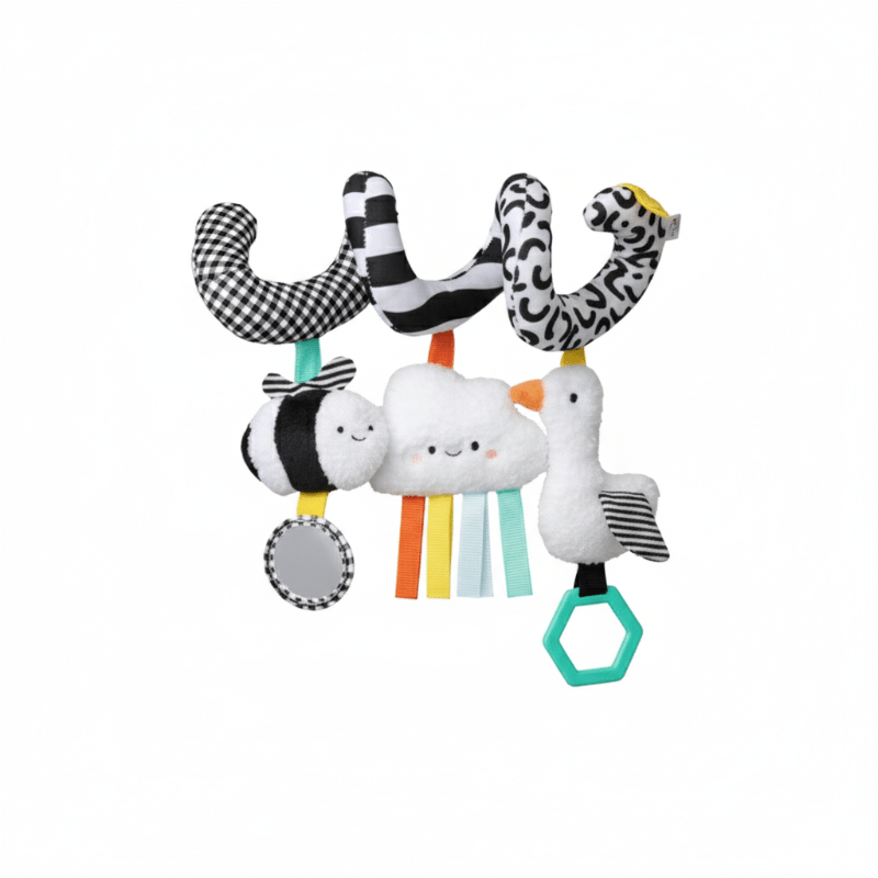Spiral Car Seat Stroller Activity Toy with Mirror, Rings, and Jingle - Babies Mall
