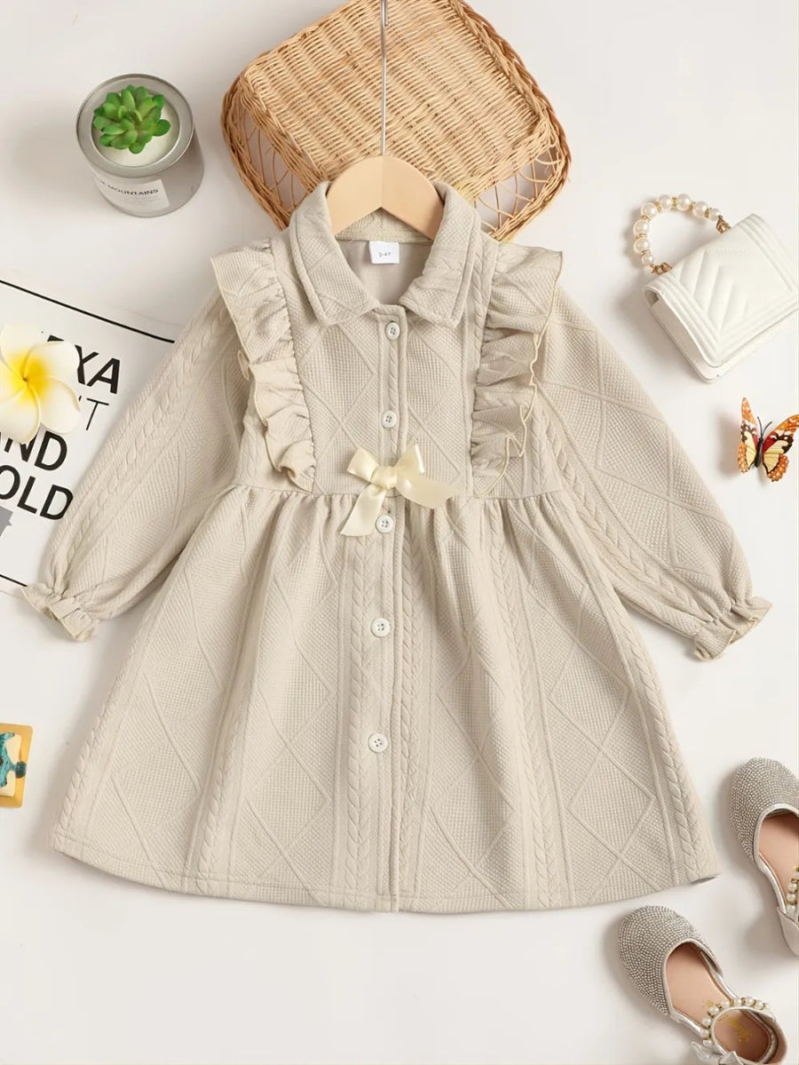 Toddler Girls Ruffled Bow Dress for Special Occasions - Babies Mall