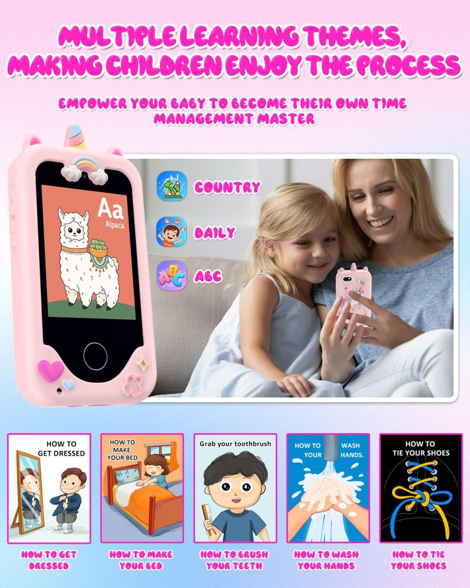 Touchscreen Kids Phone with Dual Cameras, 12 Apps & 8GB SD Card - Babies Mall