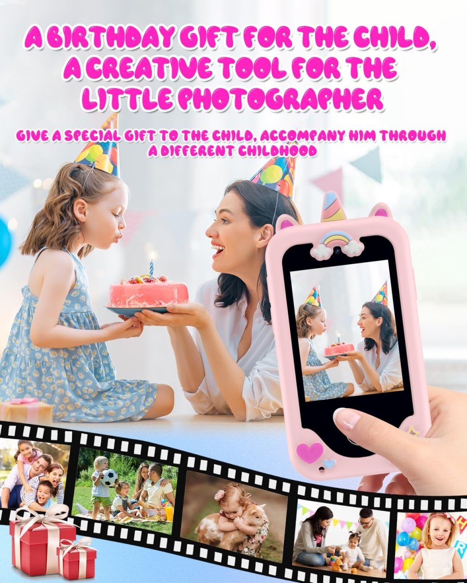 Touchscreen Kids Phone with Dual Cameras, 12 Apps & 8GB SD Card - Babies Mall