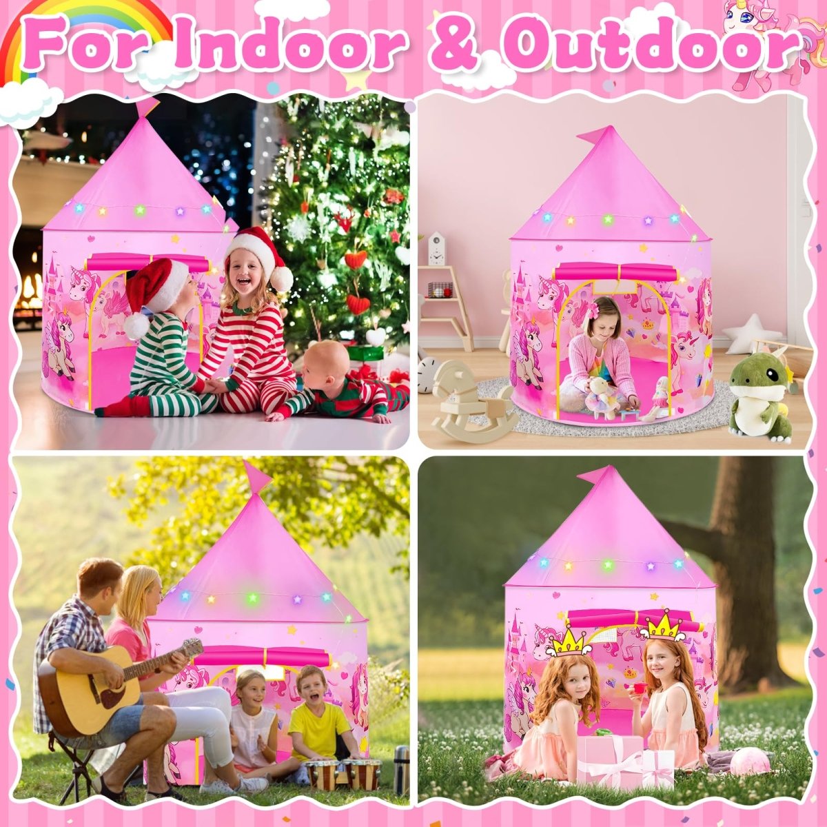 Unicorn Pop Up Tent Pink for Indoor & Outdoor Princess Playhouse - Babies Mall