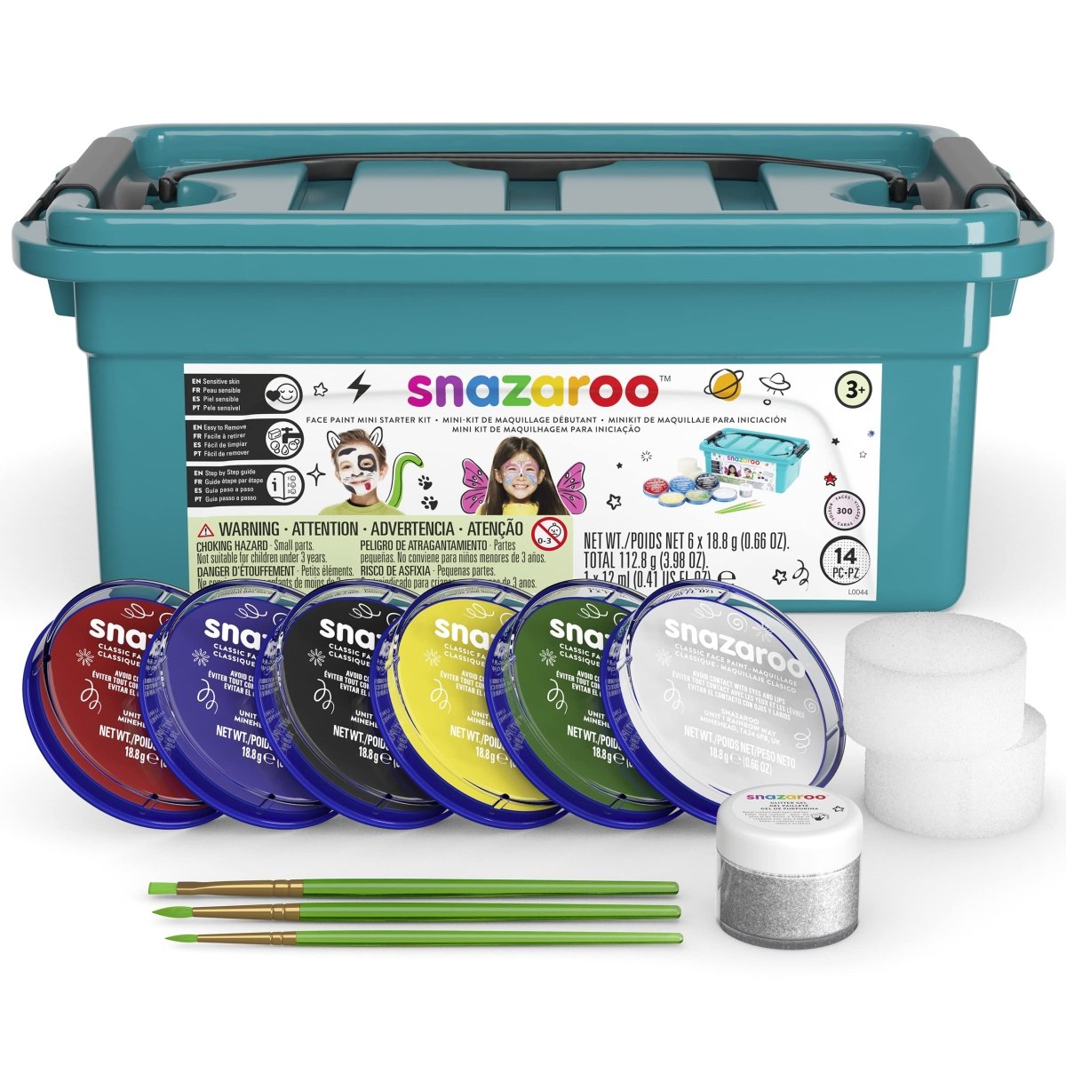 Water - Based Face Paint Kit, 14 - Piece Set with Brushes, Sponges - Babies Mall
