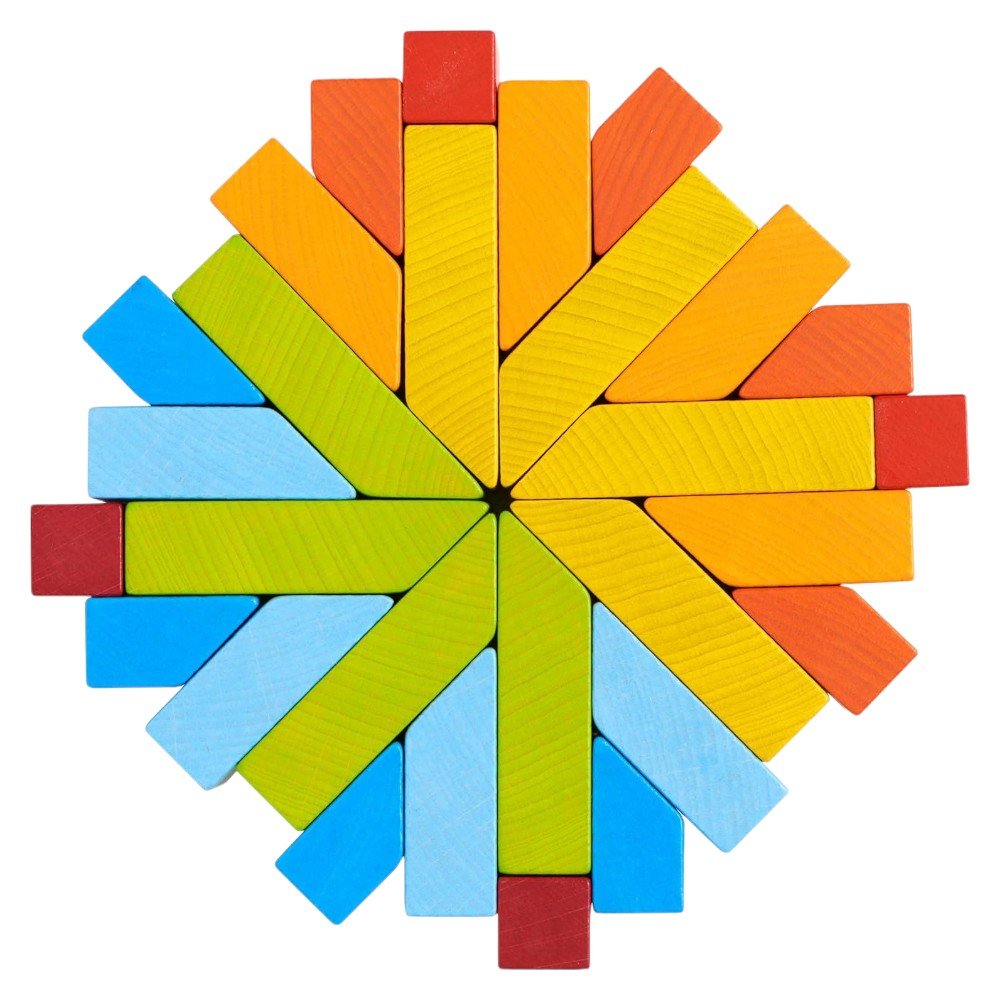 Wooden 3D Stacking Blocks 28 Pieces STEM Toy for Kids 2+ Multicolor - Babies Mall