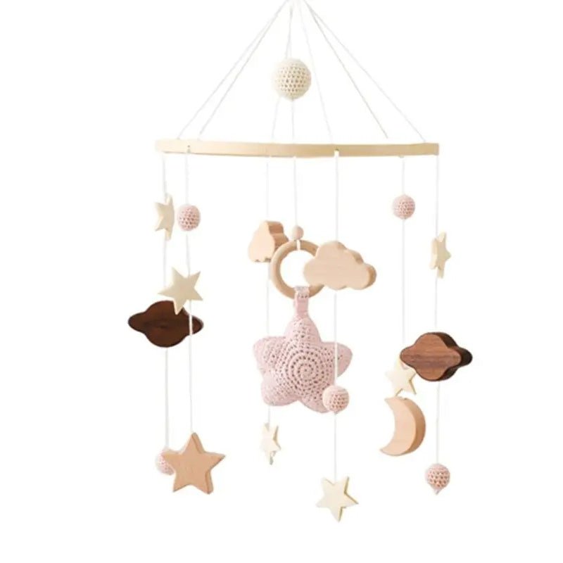Wooden Baby Crib Mobile with Stars, Moon & Cloud Decorations - Babies Mall
