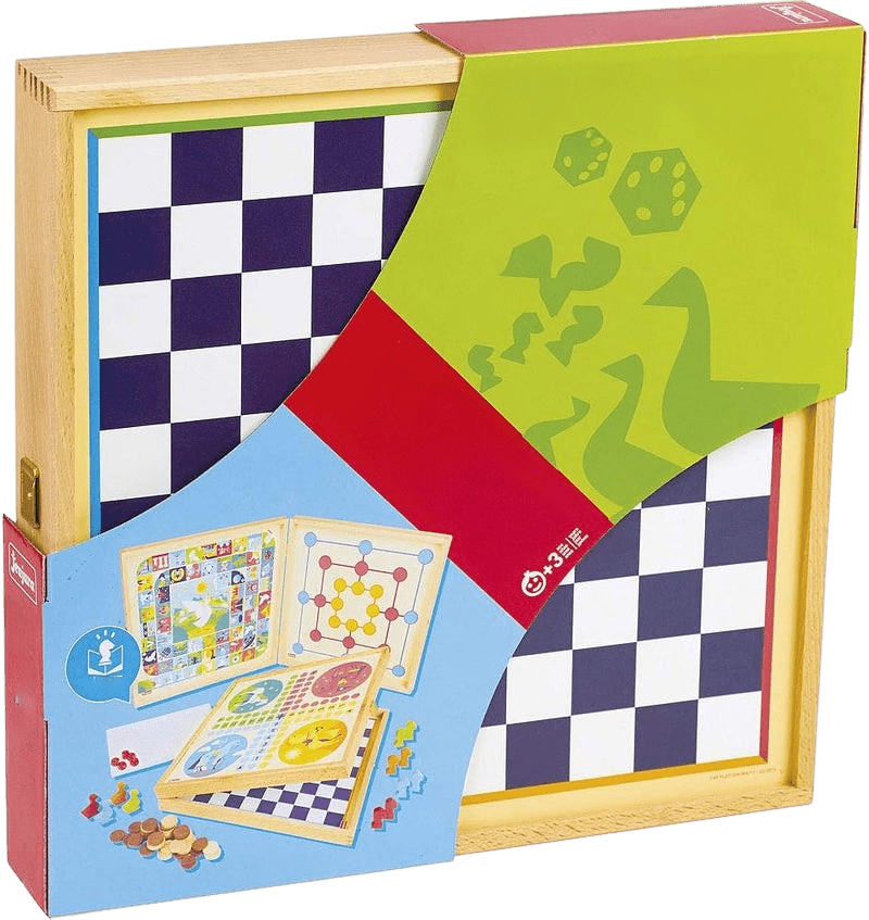 Wooden Board Game Set - 6 Classic Games & 50 Rules - Babies Mall