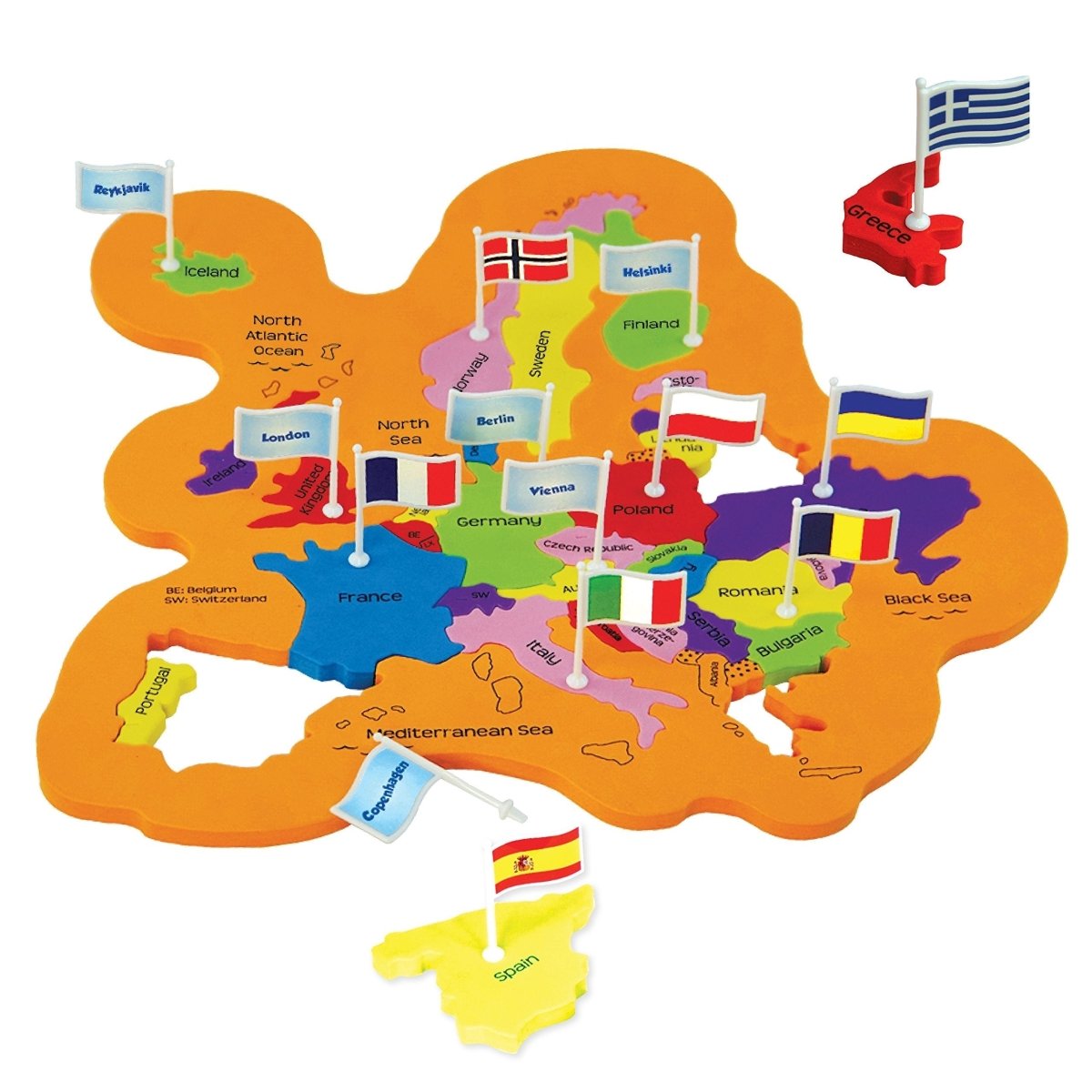 World Map Puzzle for Kids 75 Pieces, Flags, Capitals & Frames - Babies Mall