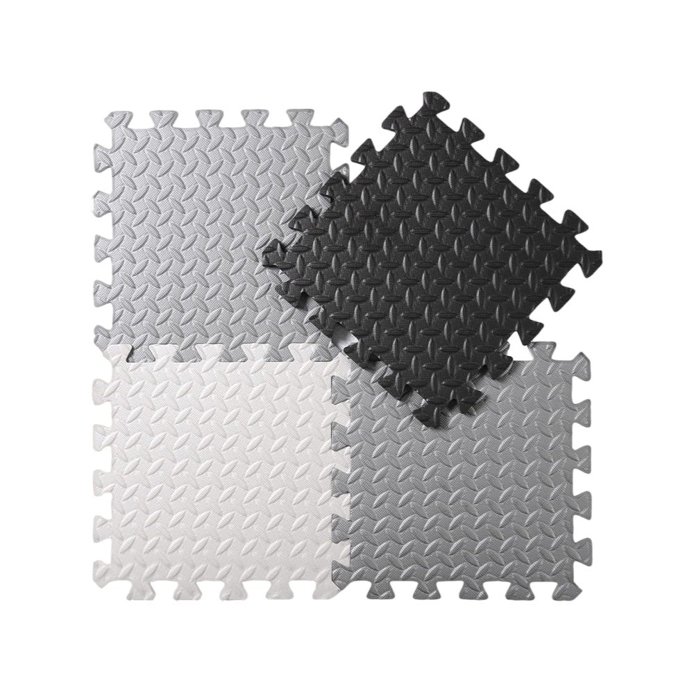 16 - Piece Interlocking Foam Play Mats, Grey, White & Black for Kids - Babies Mall