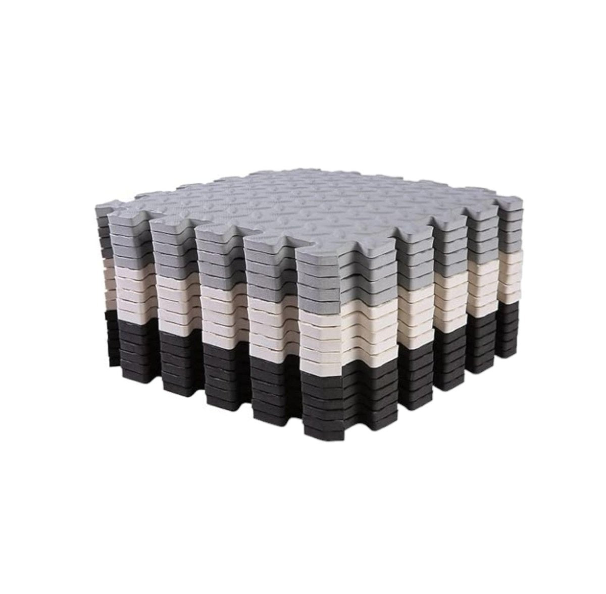 16 - Piece Interlocking Foam Play Mats, Grey, White & Black for Kids - Babies Mall