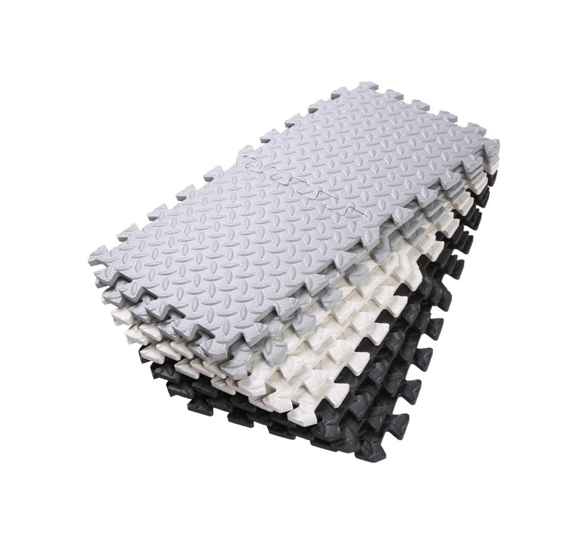 16 - Piece Interlocking Foam Play Mats, Grey, White & Black for Kids - Babies Mall