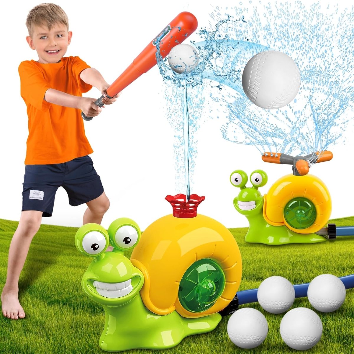 2 - in - 1 Water Baseball Sprinkler Toy with Rotating Head for Kids - Babies Mall
