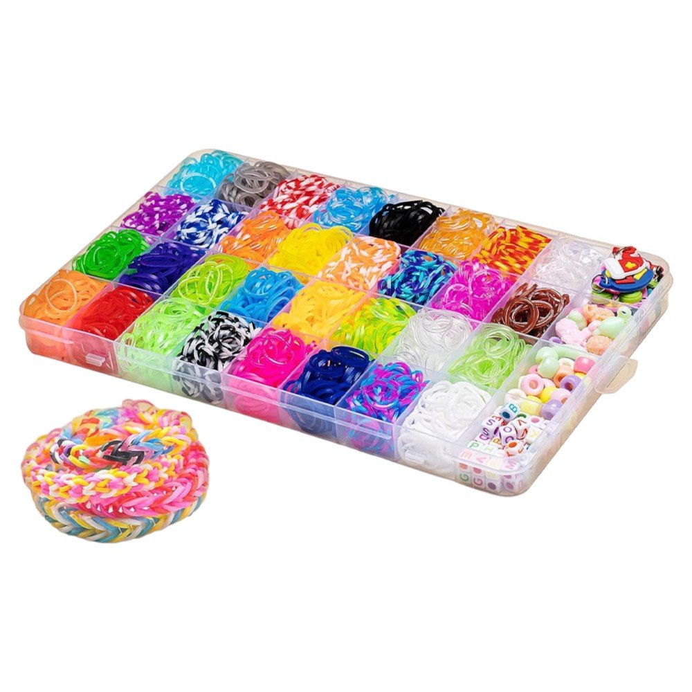 2400pcs Colorful Loom Bands Kit with Charms, Beads, Clips & Organizer - Babies Mall