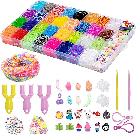 2400pcs Colorful Loom Bands Kit with Charms, Beads, Clips & Organizer - Babies Mall