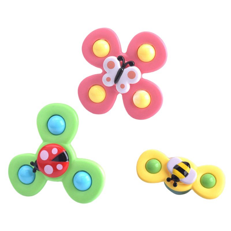3 Baby Suction Spinner Toys Rotating Sensory Animal Set - Babies Mall