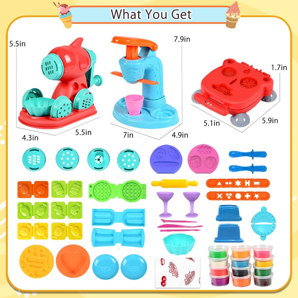 3 in 1 Dough Kitchen Toy Set, Ice Cream Noodle Hamburger Maker Kit - Babies Mall
