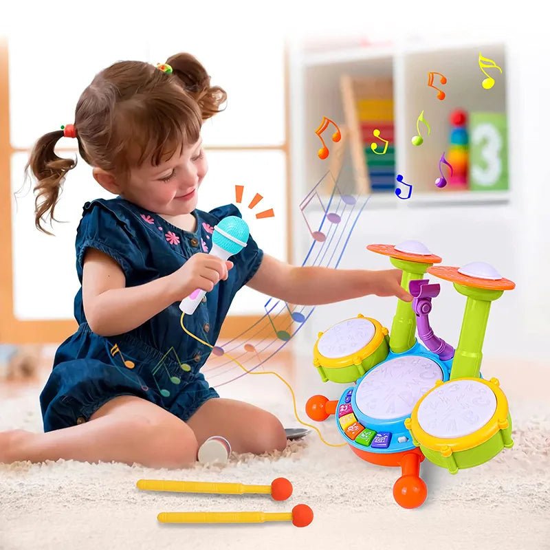 3 - in - 1 Interactive Drum Baby Set Toddler Music Toy Lights & Sounds - Babies Mall
