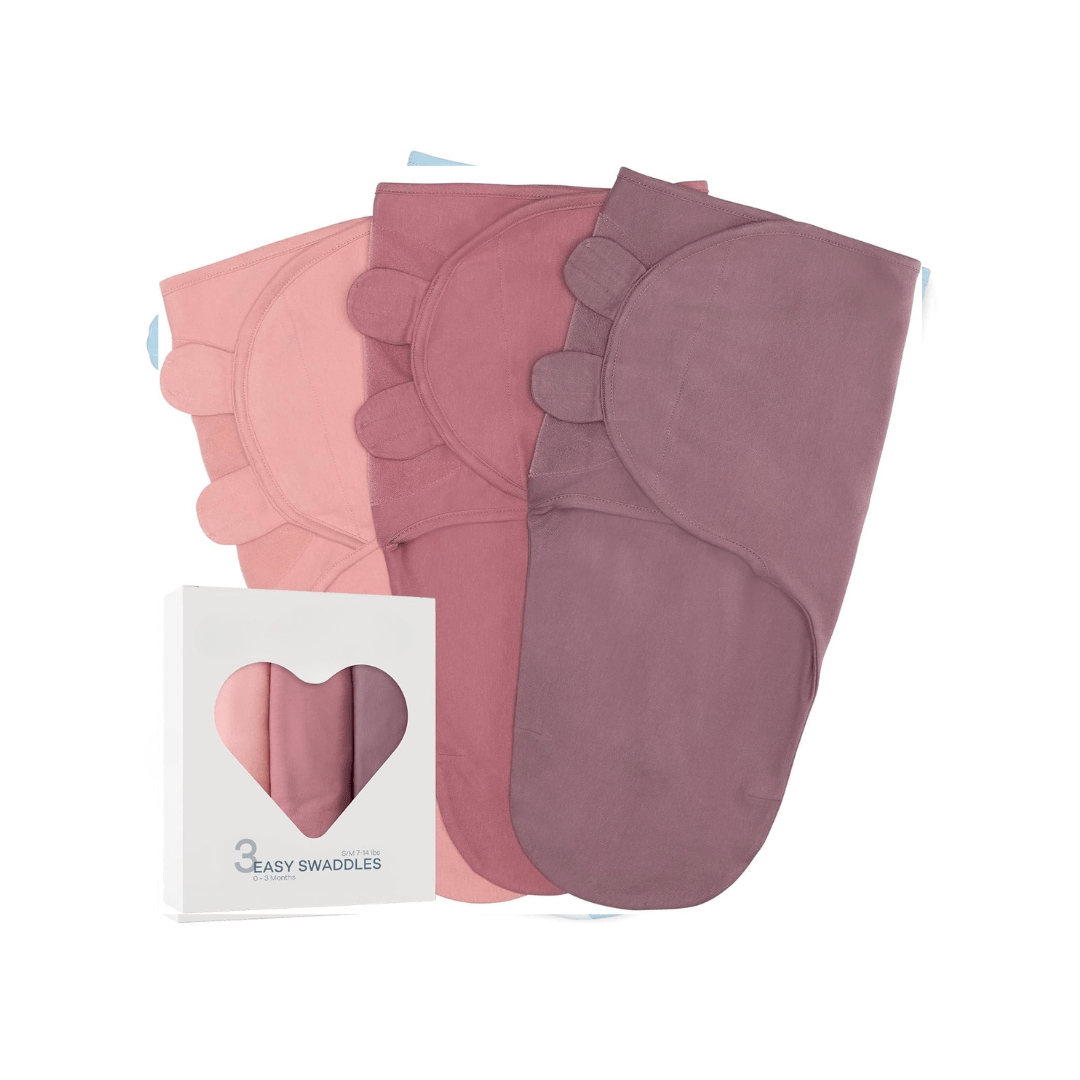 3 - Pack Cotton Baby Swaddle Blankets with Velcro Closure, 0 - 6 Months - Babies Mall