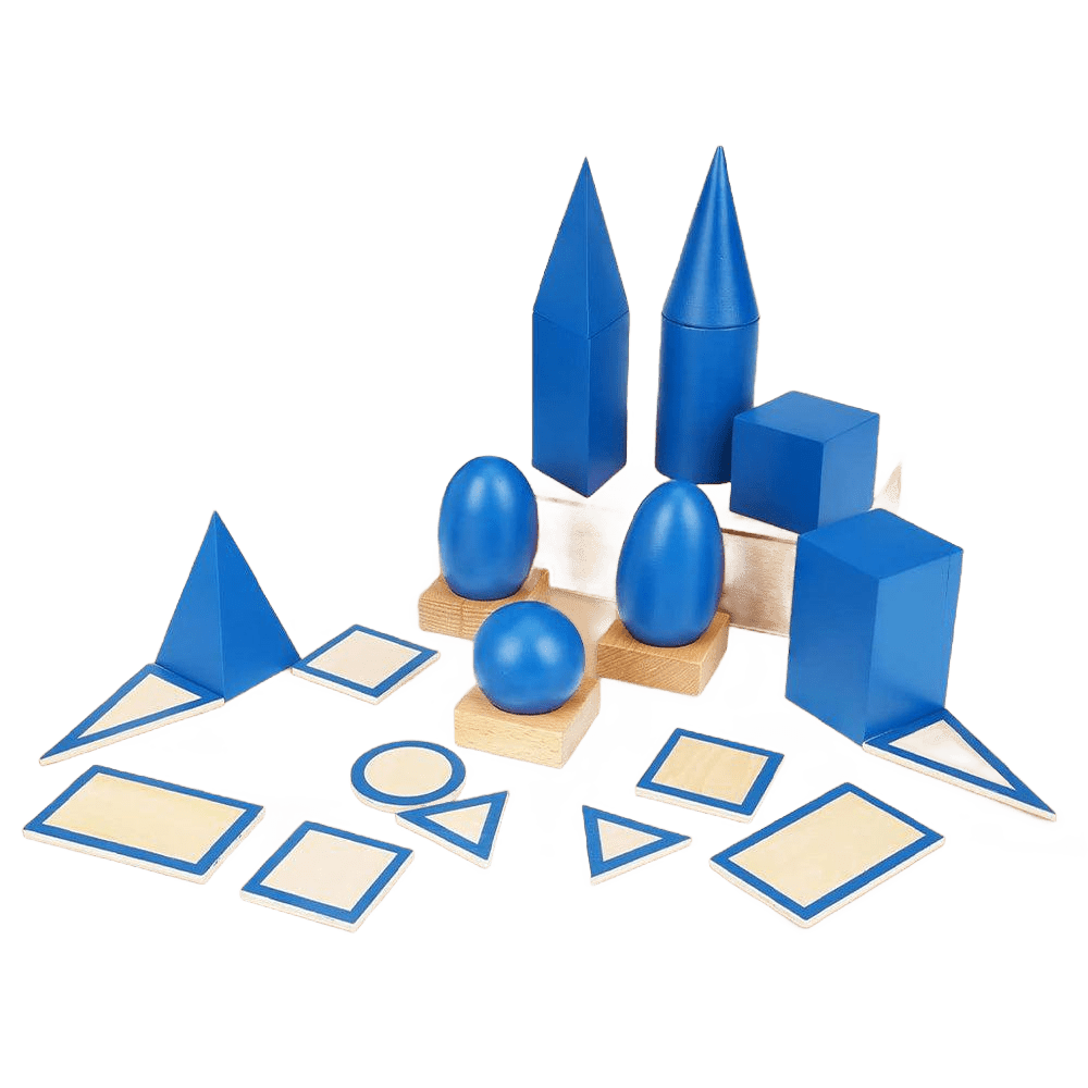 3D Geometric Solids – Durable Wooden Math Learning Set - Babies Mall