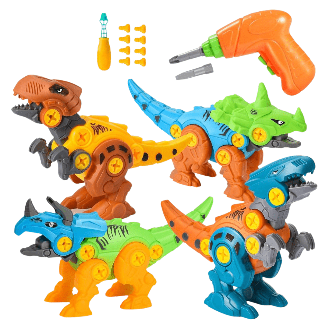 4 - Pack Dinosaur Construction Toy Set with Screwdriver & Tools - Babies Mall