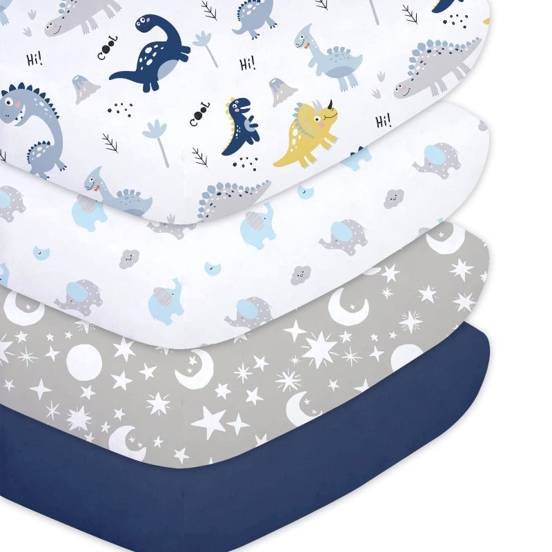 4 Pack Set Fitted Sheets for Standard Crib and Toddler Mattress - Babies Mall