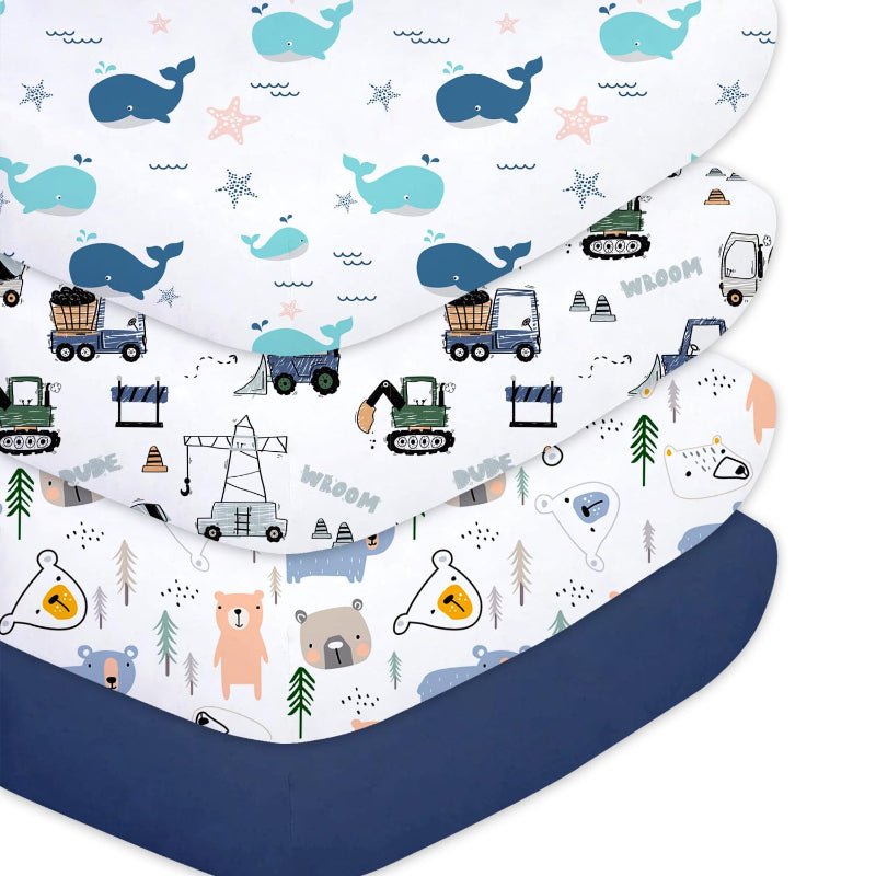4 Pack Set Fitted Sheets for Standard Crib and Toddler Mattress - Babies Mall